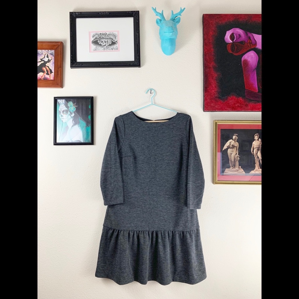 LOFT Heather Grey Drop Waist Dress